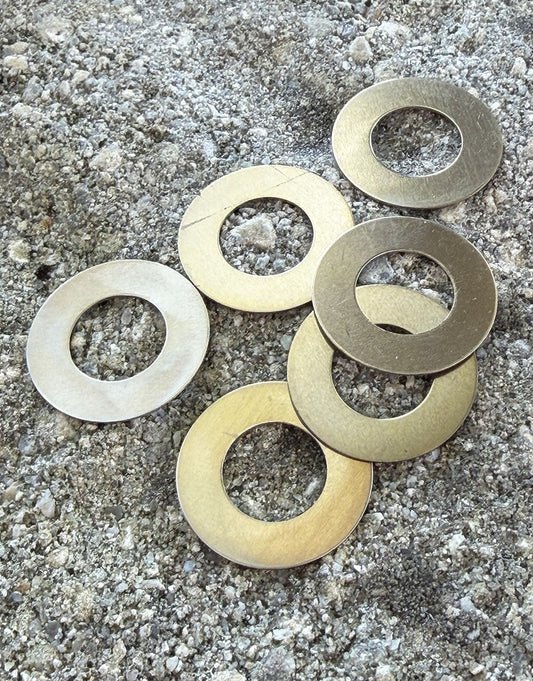 MSN16924 = NICKEL SILVER SHAPE - WASHER 24ga 1'' x 1/2'' ID (Pkg of 6)