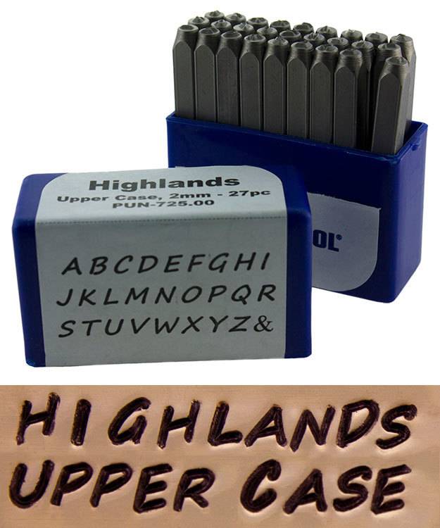 PN993 = Letter Punch Set 2mm HIGHLANDS UPPER CASE 27pcs