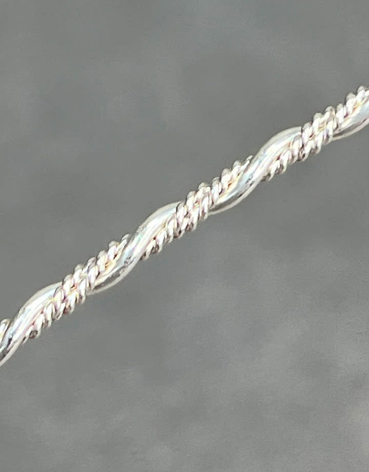 SPW21 = Sterling Silver Smooth and Beaded Twist-Pattern Wire (Inch) 2.3mm, 11ga