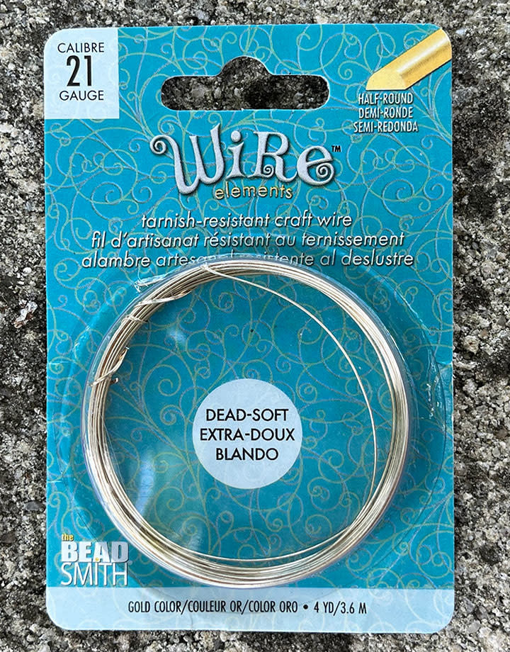 WR6121G = CRAFT WIRE 1/2 ROUND GOLD COLOR 21ga 4yd SPOOL