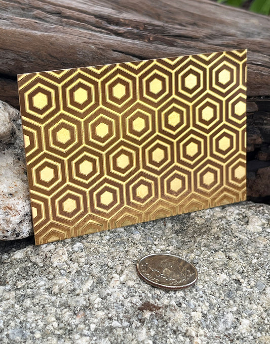 XLP0004 = Bold Hexagons Laser Engraved Metal Sheet 3x2" = Textured Jewelry Blank = Copper, Brass & More
