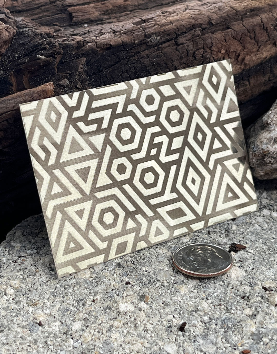 XLP0005 = Bold Geometry Laser Engraved Metal Sheet 3x2" = Textured Jewelry Blank = Copper, Brass & More