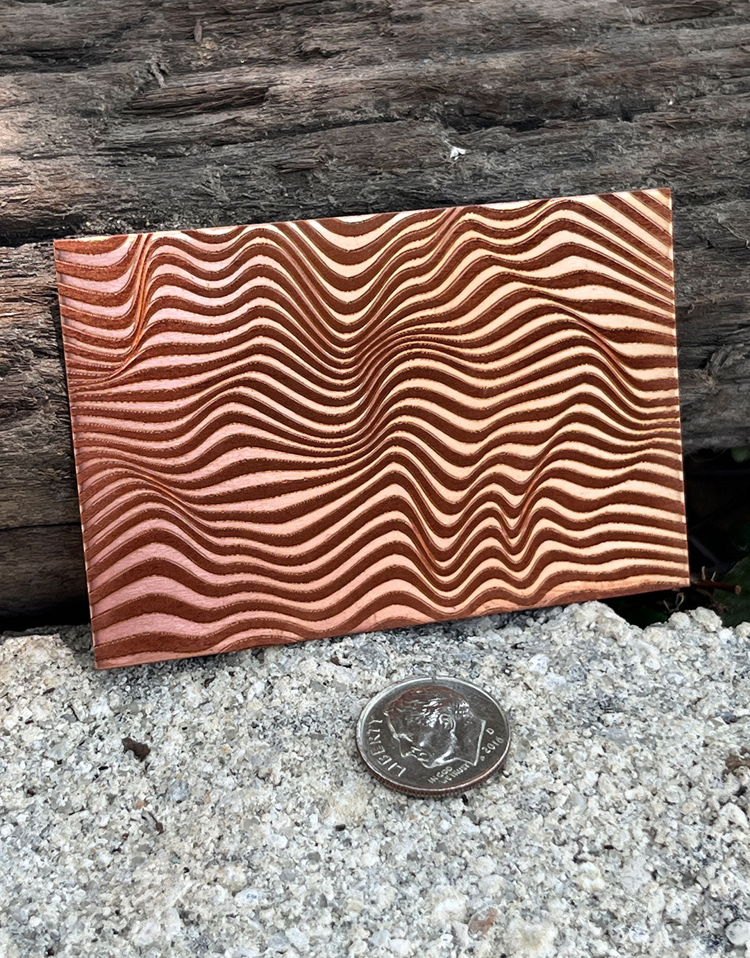 XLP0008 = Wavy Laser Engraved Metal Sheet 3x2" = Textured Jewelry Blank = Copper, Brass & More