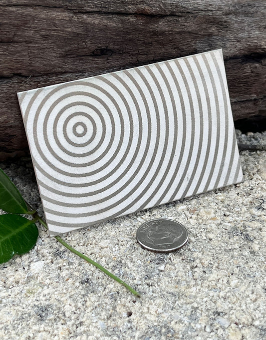 XLP0012 = Concentric Circles Laser Engraved Metal Sheet 3x2" = Textured Jewelry Blank = Copper, Brass & More
