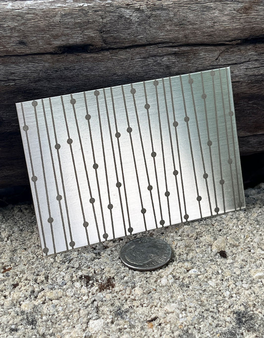 XLP0014 = Lines and Dots Laser Engraved Metal Sheet 3x2" = Textured Jewelry Blank = Copper, Brass & More