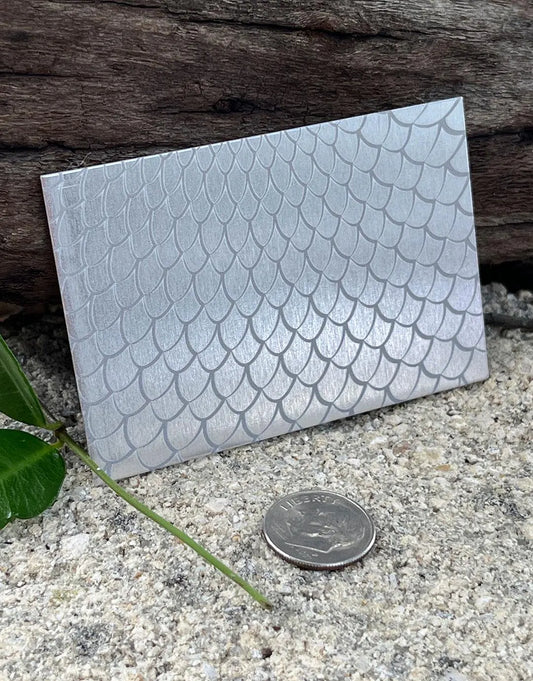 XLP0020 = Scales Laser Engraved Metal Sheet 3x2" = Textured Jewelry Blank = Copper, Brass & More