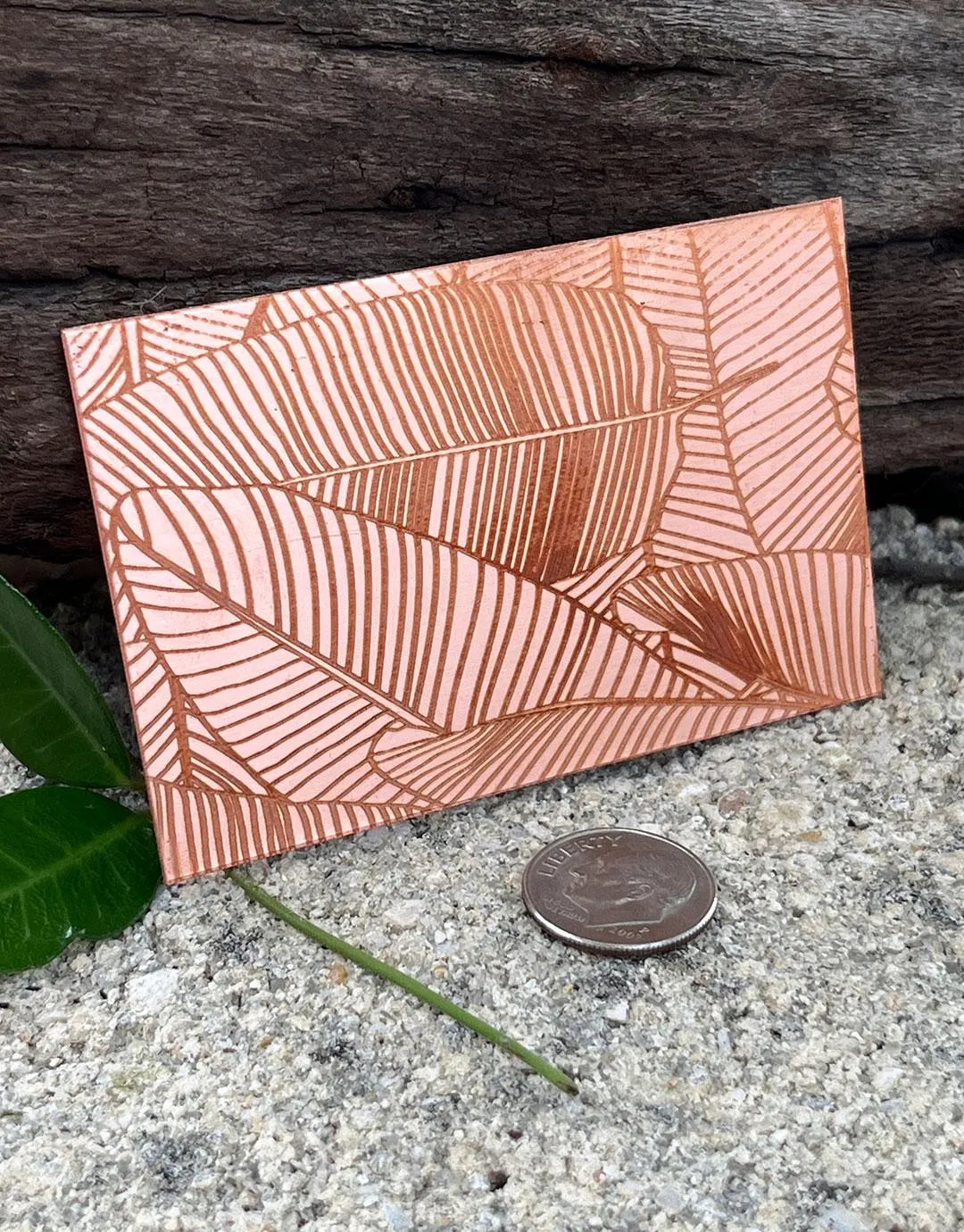 XLP0022 = Palm Leaves Laser Engraved Metal Sheet 3x2" = Textured Jewelry Blank = Copper, Brass & More