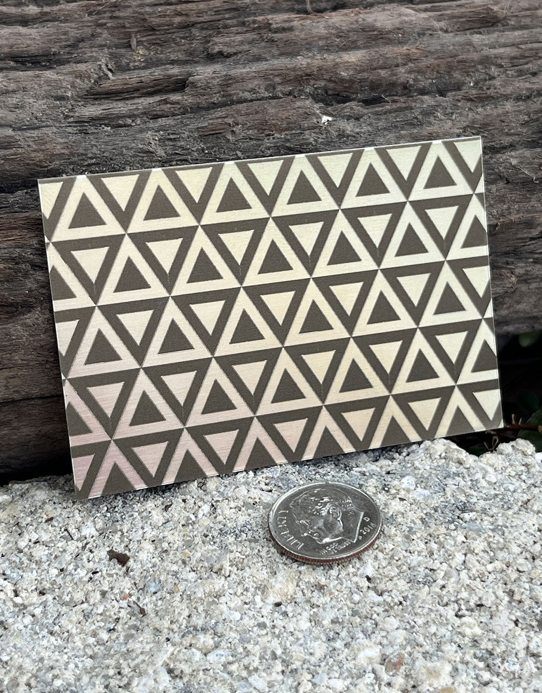 XLP0024 = Bold Triangles Laser Engraved Metal Sheet 3x2" = Textured Jewelry Blank = Copper, Brass & More