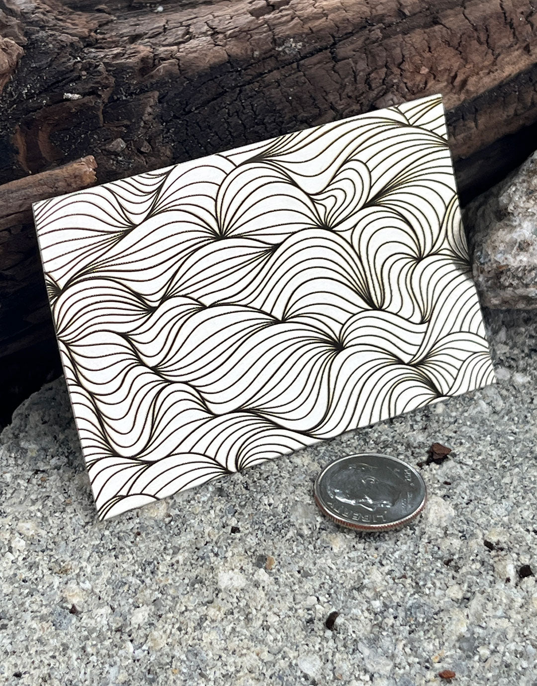 XLP0027 = Ocean Current Laser Engraved Metal Sheet 3x2" = Textured Jewelry Blank = Copper, Brass & More