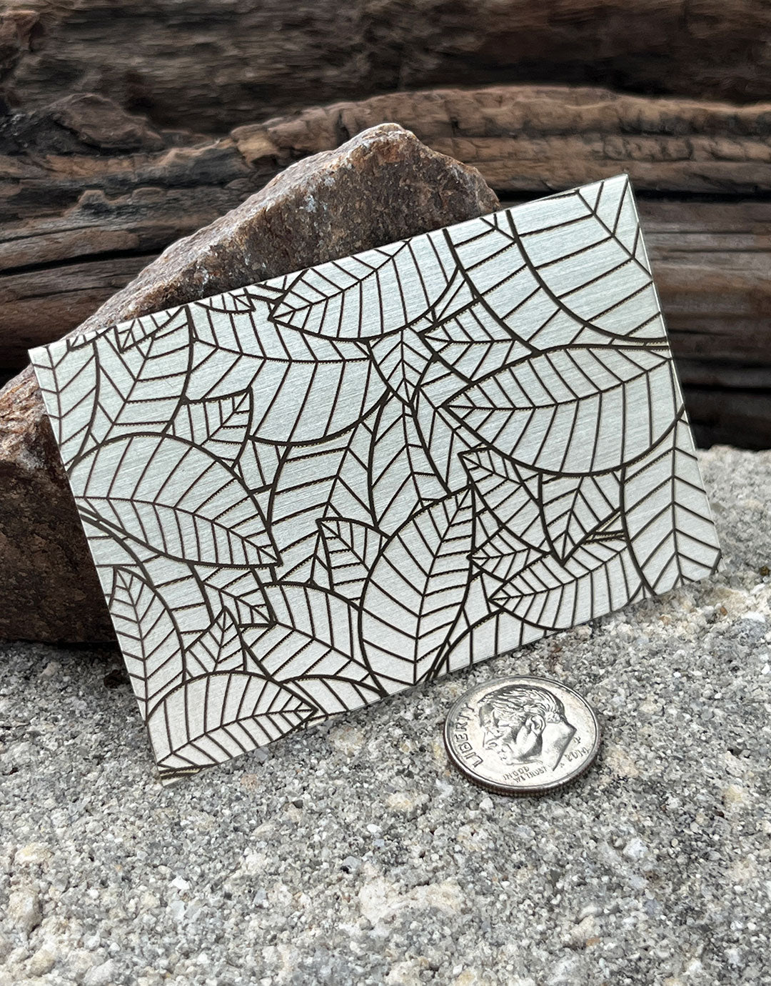 XLP0028 = Leaves Laser Engraved Metal Sheet 3x2" = Textured Jewelry Blank = Copper, Brass & More