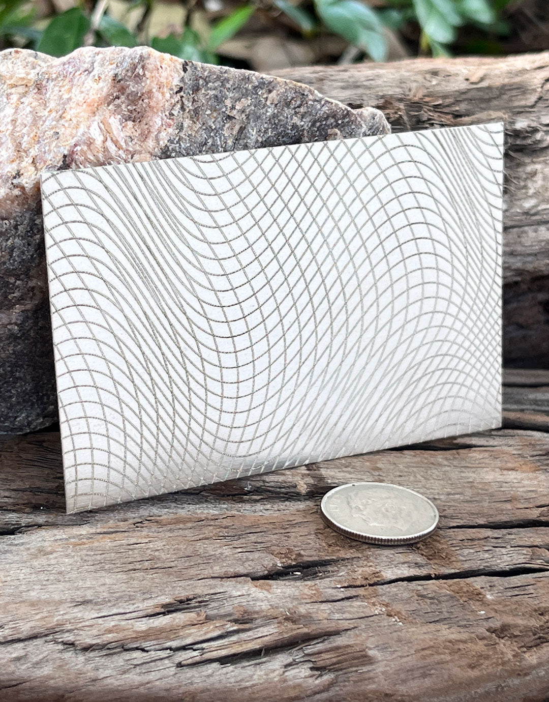 XLP0031 = Warped Mesh Laser Engraved Metal Sheet 3x2" = Textured Jewelry Blank = Copper, Brass & More