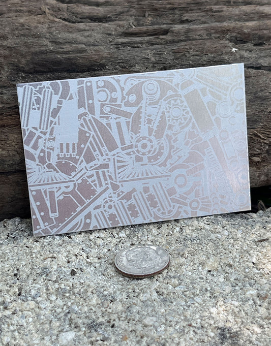 XLP0033 = Spare Parts Laser Engraved Metal Sheet 3x2" = Textured Jewelry Blank = Copper, Brass & More