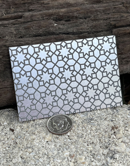 XLP0037 = Arabic 2 Laser Engraved Metal Sheet 3x2" = Textured Jewelry Blank = Copper, Brass & More
