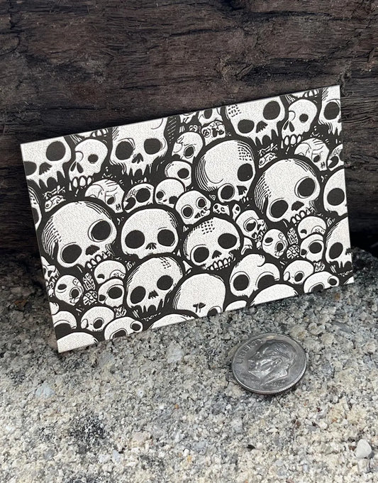 XLP0040 = Comic Skulls Laser Engraved Metal Sheet 3x2" = Textured Jewelry Blank = Copper, Brass & More