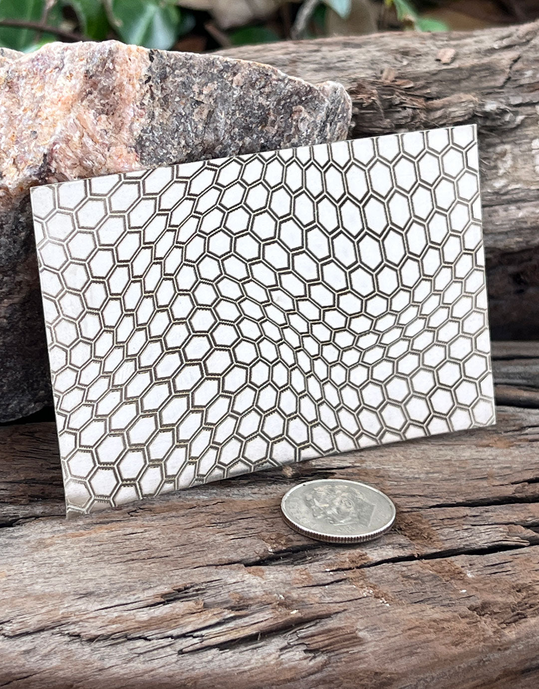 XLP0051 = Wobble Honeycomb Laser Engraved Metal Sheet 3x2" = Textured Jewelry Blank = Copper, Brass & More