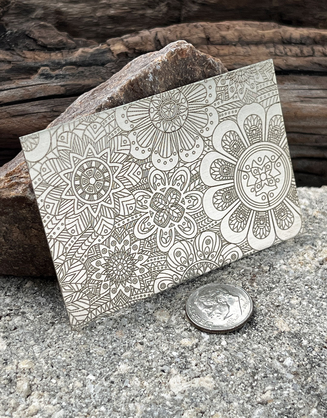 XLP0057 = Floral Fantasy Laser Engraved Metal Sheet 3x2" = Textured Jewelry Blank = Copper, Brass & More