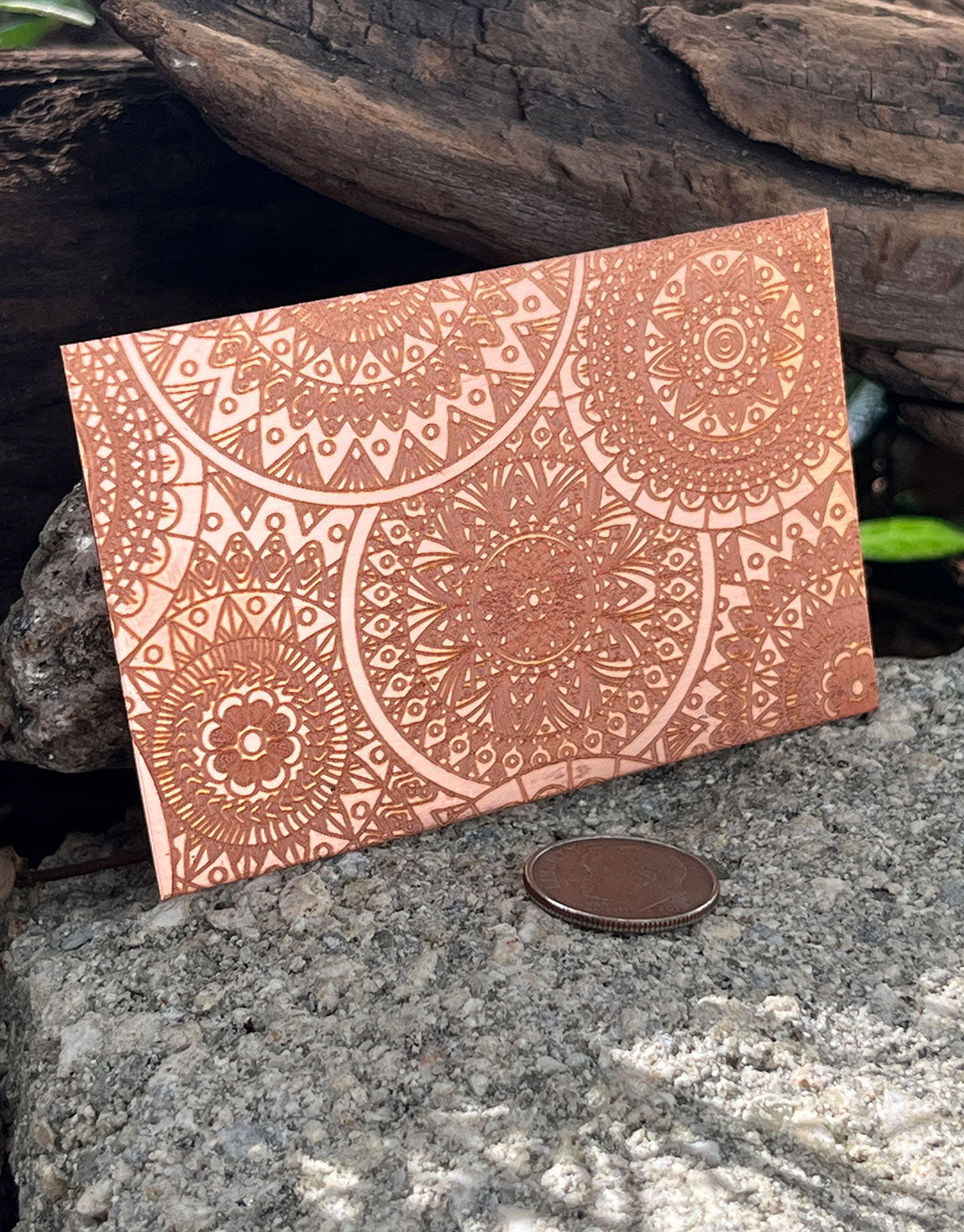 XLP0059 = Boho Circles Laser Engraved Metal Sheet 3x2" = Textured Jewelry Blank = Copper, Brass & More