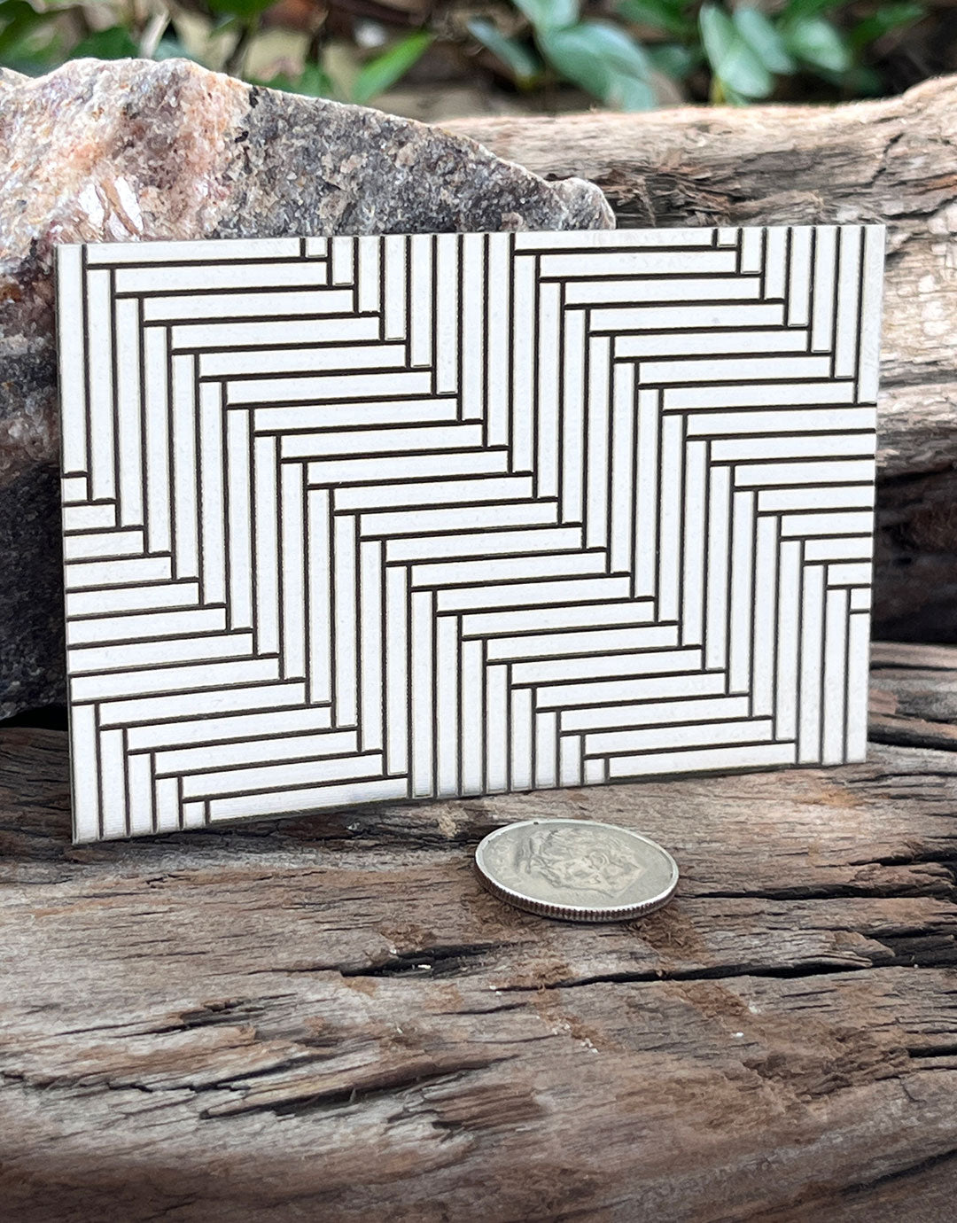 XLP0064 = Herringbone Laser Engraved Metal Sheet 3x2" = Textured Jewelry Blank = Copper, Brass & More