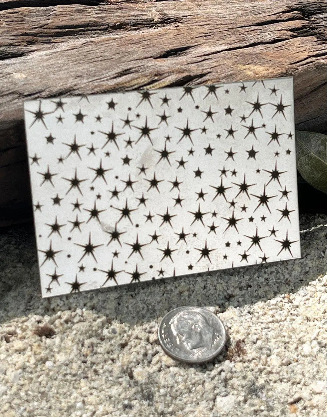 XLP0066 =Star Field Laser Engraved Metal Sheet 3x2" = Textured Jewelry Blank = Copper, Brass & More