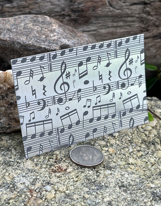 XLP0069 = Music Laser Engraved Metal Sheet 3x2" = Textured Jewelry Blank = Copper, Brass & More