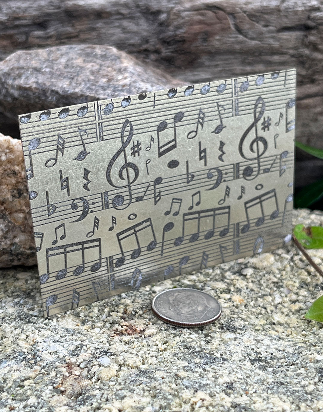XLP0069 = Music Laser Engraved Metal Sheet 3x2" = Textured Jewelry Blank = Copper, Brass & More
