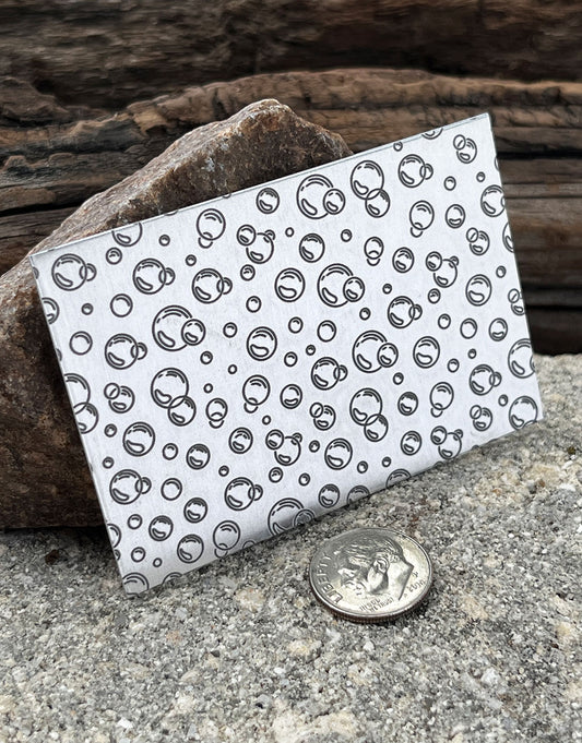 XLP0121 = Soap Bubbles Laser Engraved Metal Sheet 3x2" = Textured Jewelry Blank = Copper, Brass & More