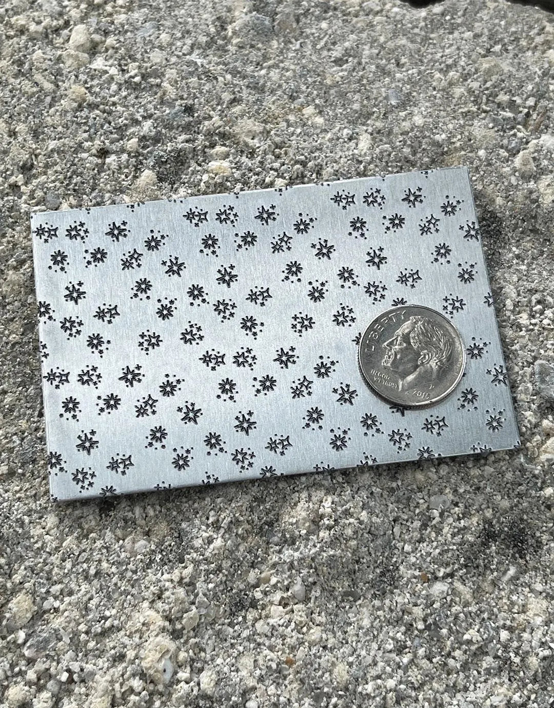 XLP0134 = Star Shine Laser Engraved Metal Sheet 3x2" = Textured Jewelry Blank = Copper, Brass & More