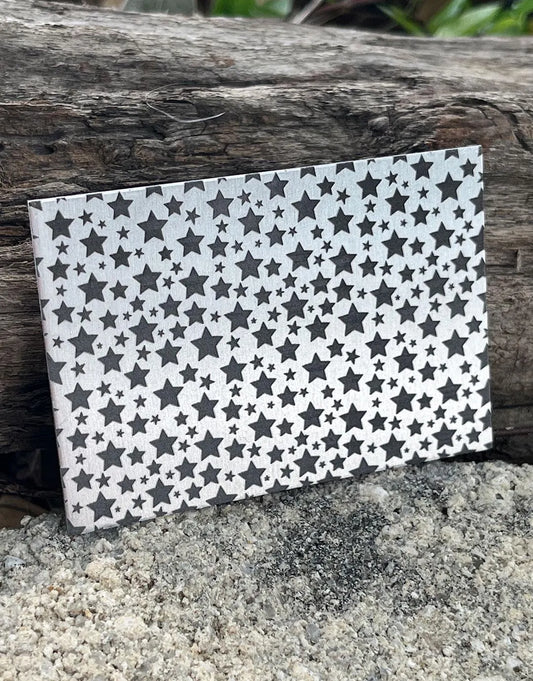 XLP0136 = Star Spangled Laser Engraved Metal Sheet 3x2" = Textured Jewelry Blank = Copper, Brass & More