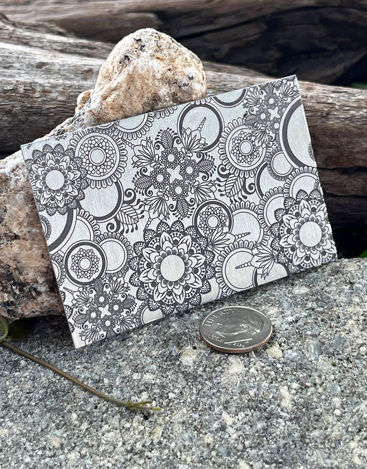 XLP0165 = Floral Discs Laser Engraved Metal Sheet 3x2" = Textured Jewelry Blank = Copper, Brass & More