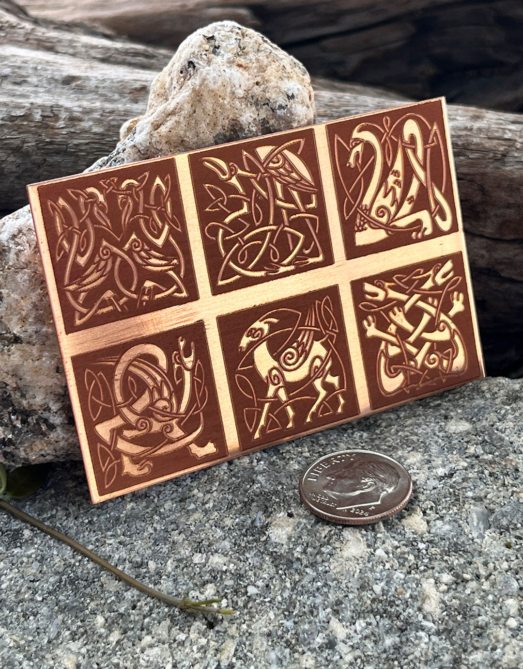 XLP0171 = Celtic Animals Laser Engraved Metal Sheet 3x2" = Textured Jewelry Blank = Copper, Brass & More