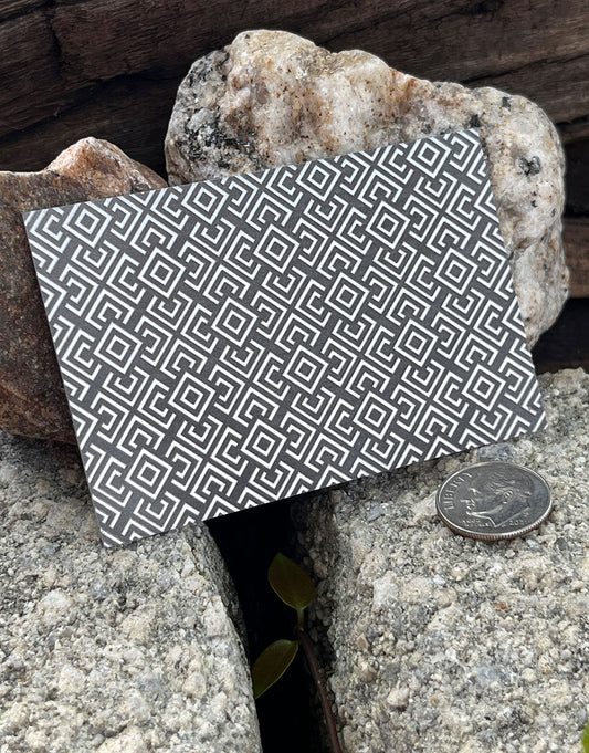 XLP0182 = Retro Squares Laser Engraved Metal Sheet 3x2" = Textured Jewelry Blank = Copper, Brass & More
