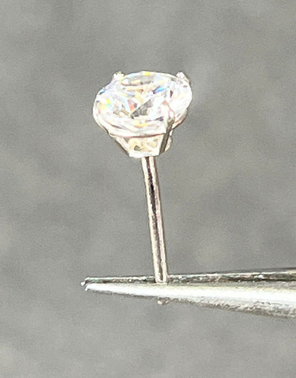 103S-5.0CZ = Sterling Cast Earring 4 Prong with 5mm CZs (Pair) Martini Glass Style