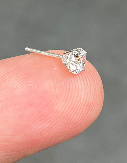 103S-5.0CZ = Sterling Cast Earring 4 Prong with 5mm CZs (Pair) Martini Glass Style