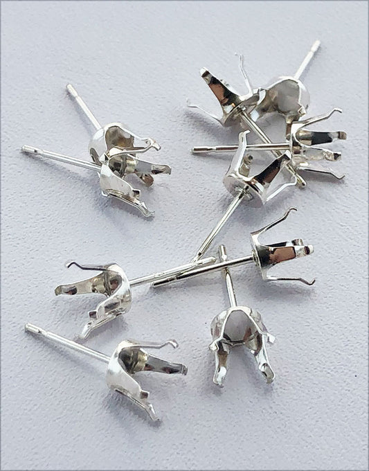 110S = Sterling Silver Snap-in Earring 4 Prong Round (Pkg of 10)