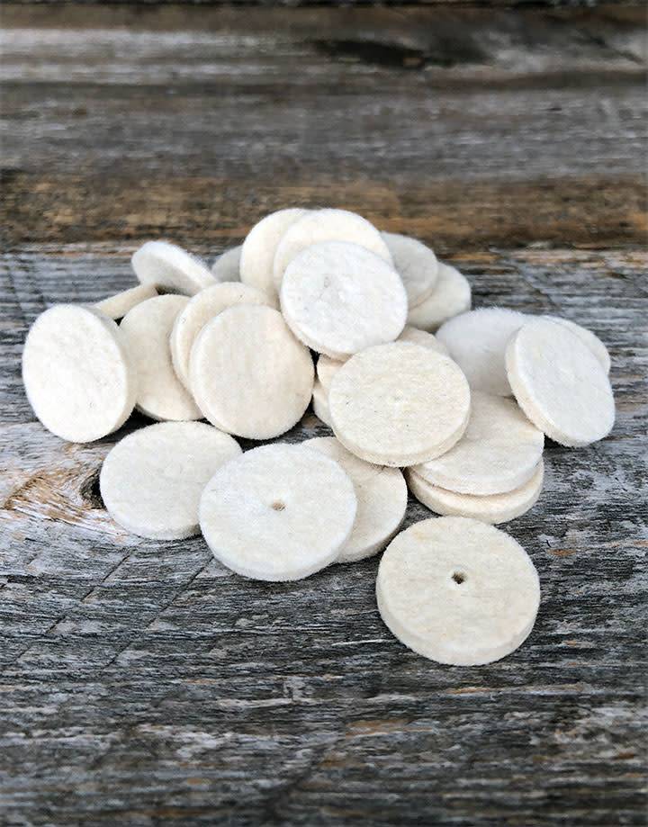 17-367 = Felt Midget Buff 3/4'' Soft Square Edge Wheel (Pkg of 25)