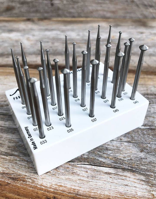 77.1199 = 90deg Hart Bur Set Tungsten/Vanadium (0.9 to 4.5mm) 24pcs