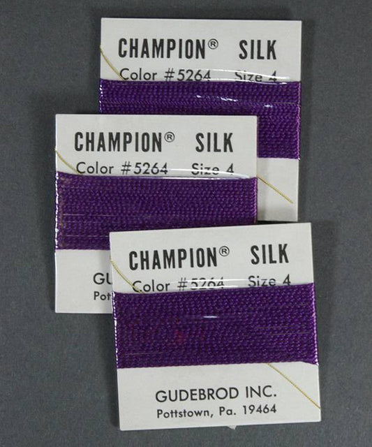 38.01234 = Amethyst Silk Beading Cord #4 (Pkg of 3)