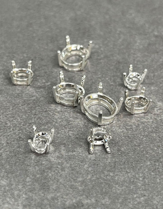 391S = Sterling Oval Pre-Notched Basket Setting