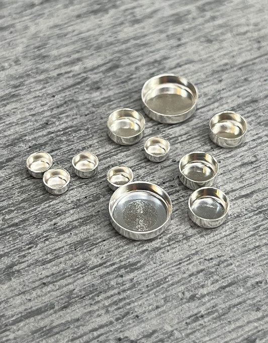 514S = Sterling Silver Round Bezel Cups (Pkg/5)