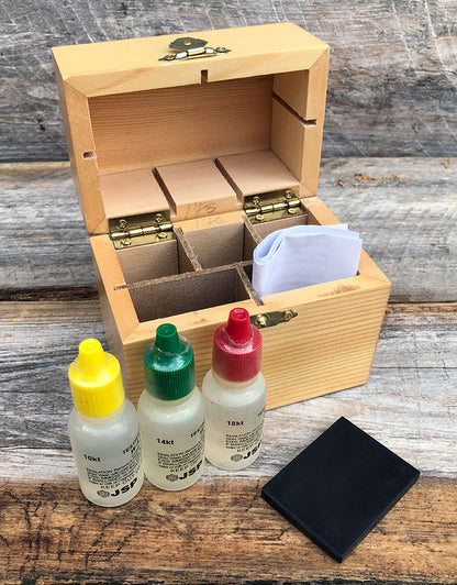 56-919 = Gold Test Kit with 10K, 14K, & 18K Solutions & Test Stone
