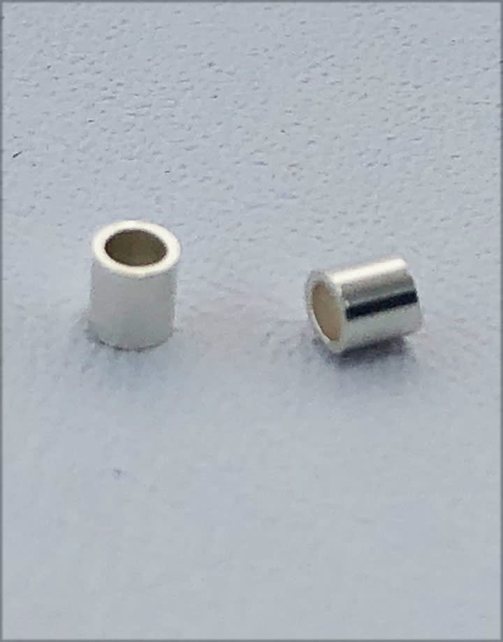 585S-50 = STERLING SILVER-CRIMP TUBE-2x2mm with 1.3mm HOLE (Pkg of 50)