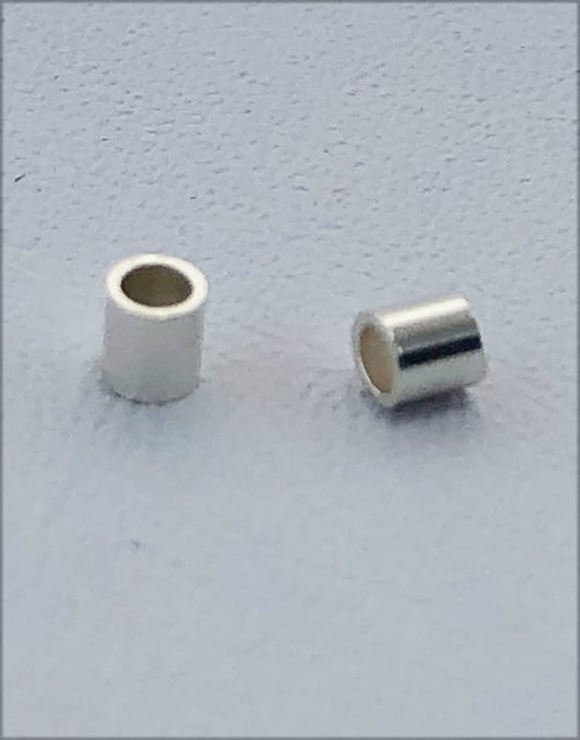 585S-50 = STERLING SILVER-CRIMP TUBE-2x2mm with 1.3mm HOLE (Pkg of 50)