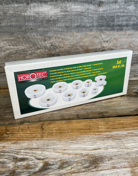 59.7106 = Horotec Screw On Dies for Fitting Snap On Case Backs 9pc Set