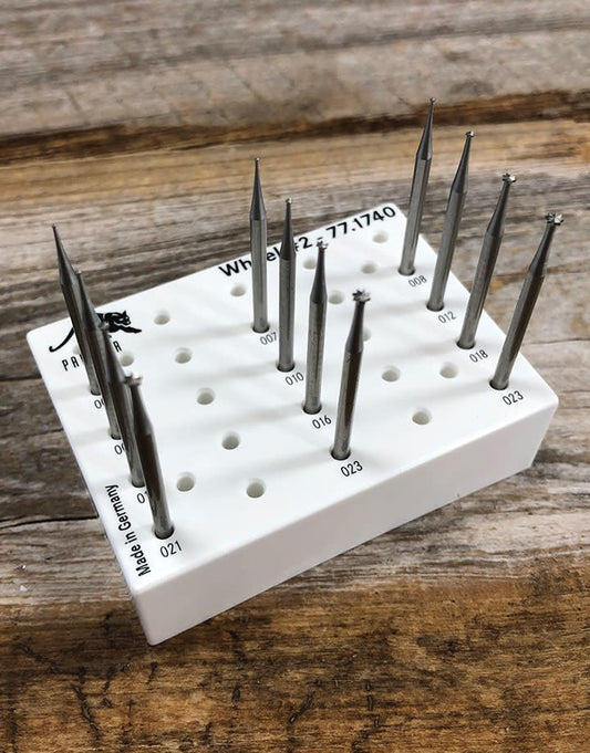 77.1740 = Wheel Bur Set Tungten/Vanadium 12pcs (0.6 to 2.5mm)