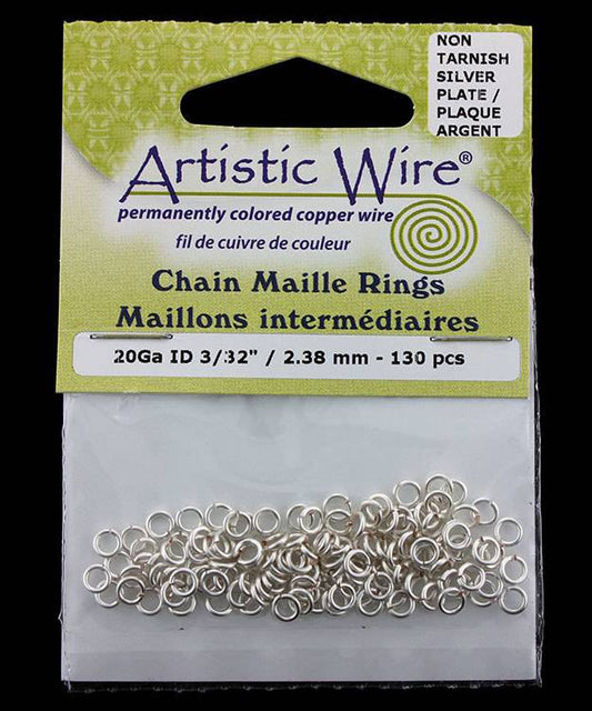 900AWS-11 = Artistic Wire Tarnish Resistant Silver Color Jump Ring 2.4mm ID (3/32'') 20ga