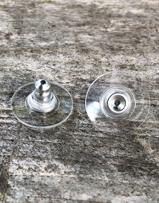 909CW-82 = Comfort Clutch Earring Backs White Base Metal (Pkg of 100)