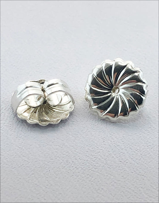 909S-09 = Earring Back Jumbo Sterling Silver 10mm (Pkg of 6)