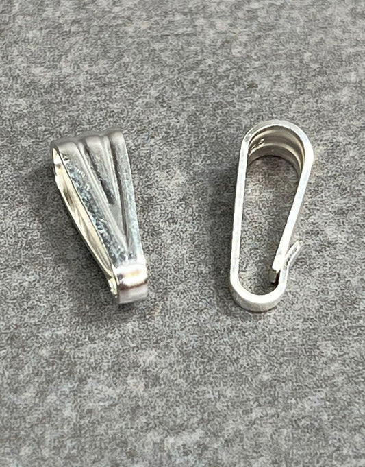 910S-13 = Sterling Silver Clip On Bail 3.0mm Opening 10.5mm Height (Pkg of 5)