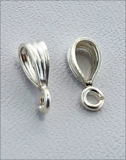 910S-36 = Sterling Silver Bail with Loop 2.7 x 5.7mm (Pkg of 4)