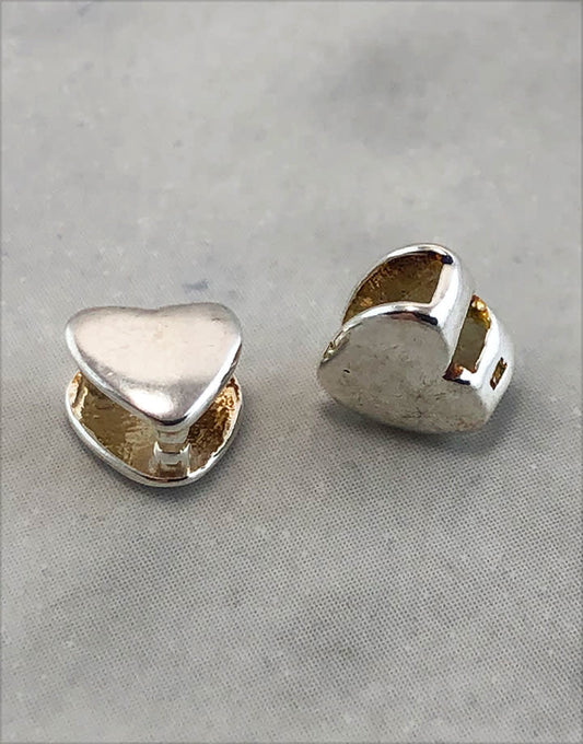 910S-40 = Pinch Bail Heart Shape Sterling Silver 5mm High (Each)